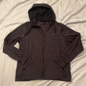 Mens Zella Lightweight Full Zip Hooded Athletic Jacket Size Large Charcoal Grey!
